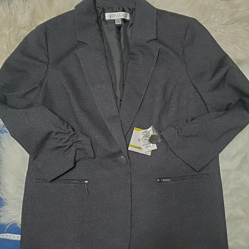Kasper Ruched One-Button Blazer NWT - Picture 3 of 12